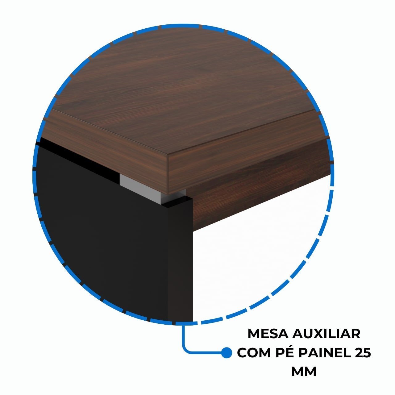 Mesa em "L" (Mesa 1,70m + Mesa Auxiliar) c/ 02 Gavetas - - Marsala / Preto - 23479 - Imagem 8