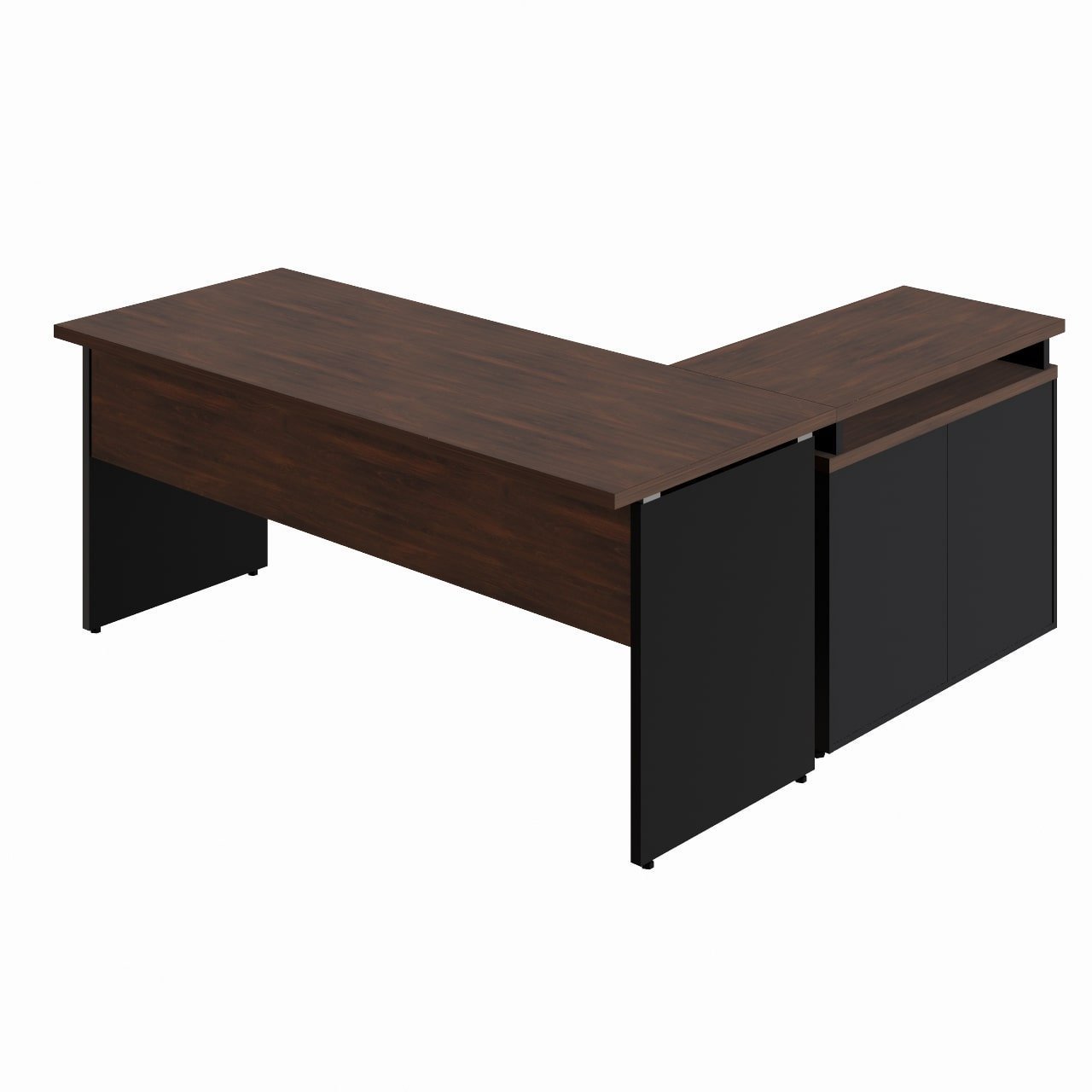 Mesa Escritório em "L" - 1,50m (Extensível) - com Armário Misto (03 Gav.) MARSALA/PRETO - 23482 - Imagem 6