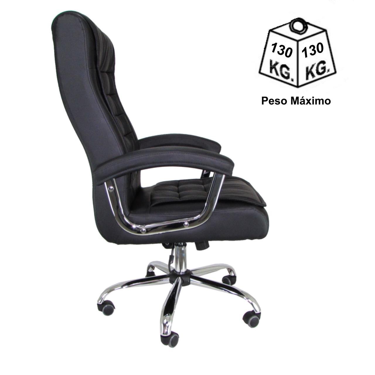 Poltrona Presidente LUXO c/ mola Ensacada - Couríssimo Preto 30016 - Imagem 4