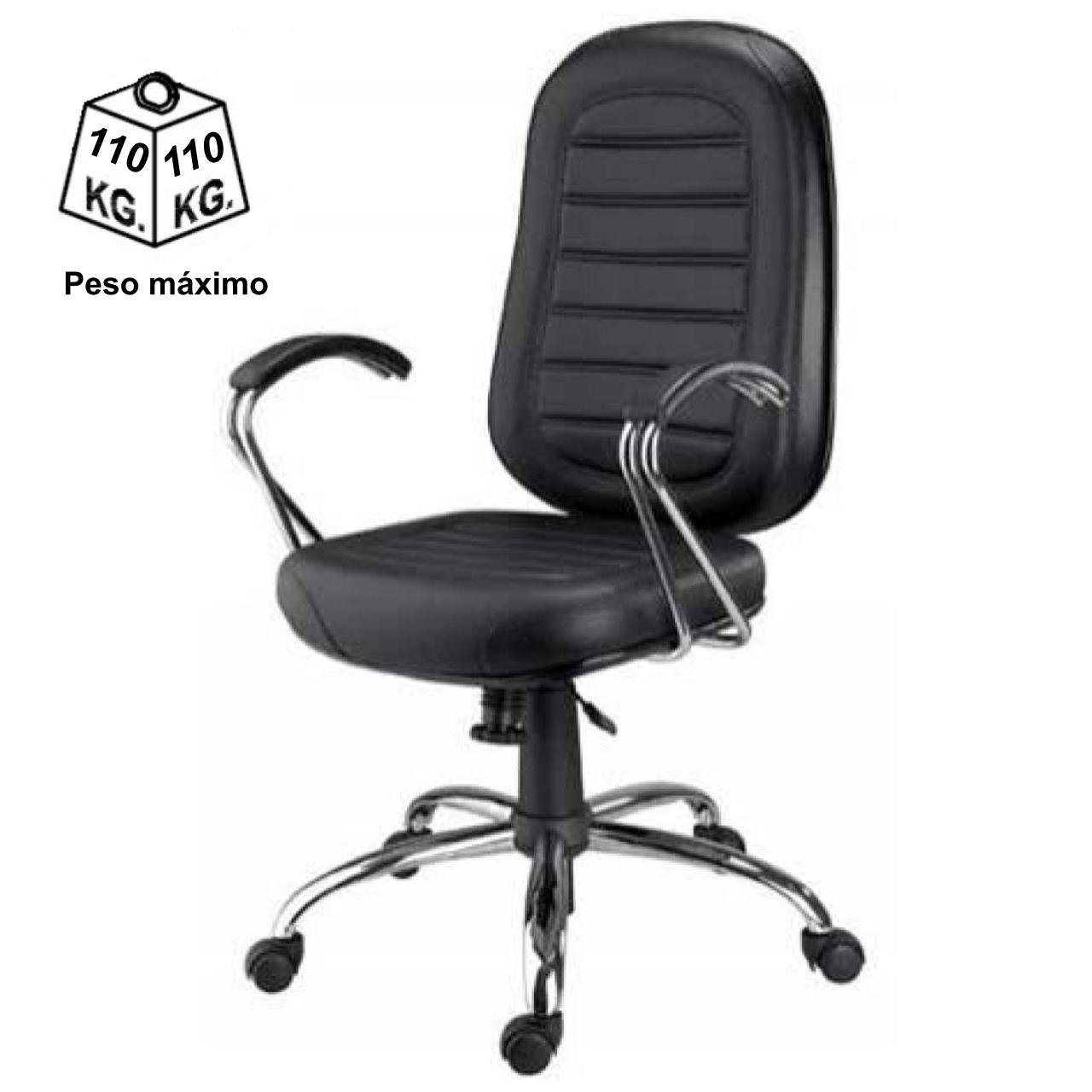 Cadeira Presidente BAIXA Base e Braços Cromados (Torcido) - COR PRETA 30104 - Imagem 3