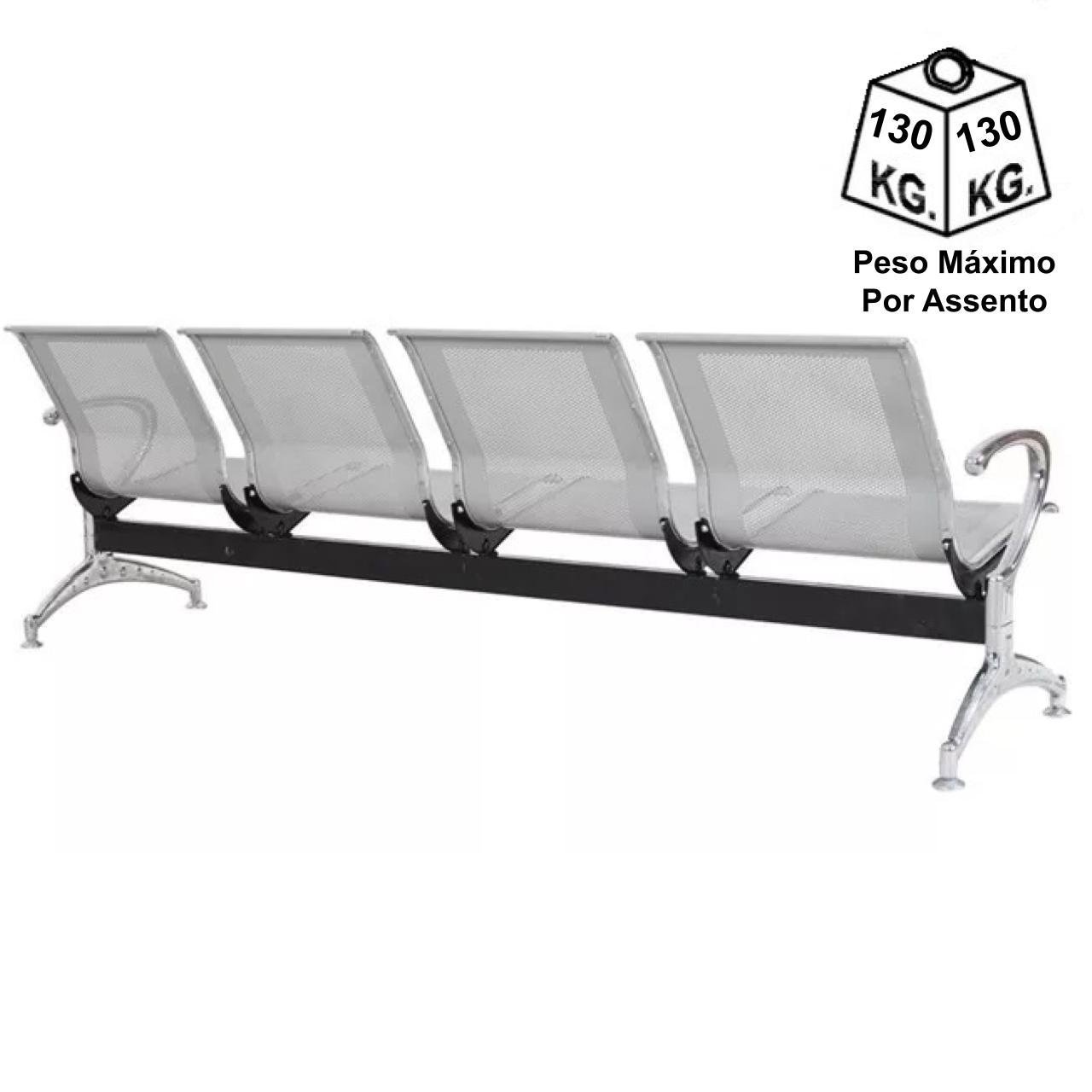 Longarina AEROPORTO com 04 Lugares - Cor Cromada 33109 - Imagem 3