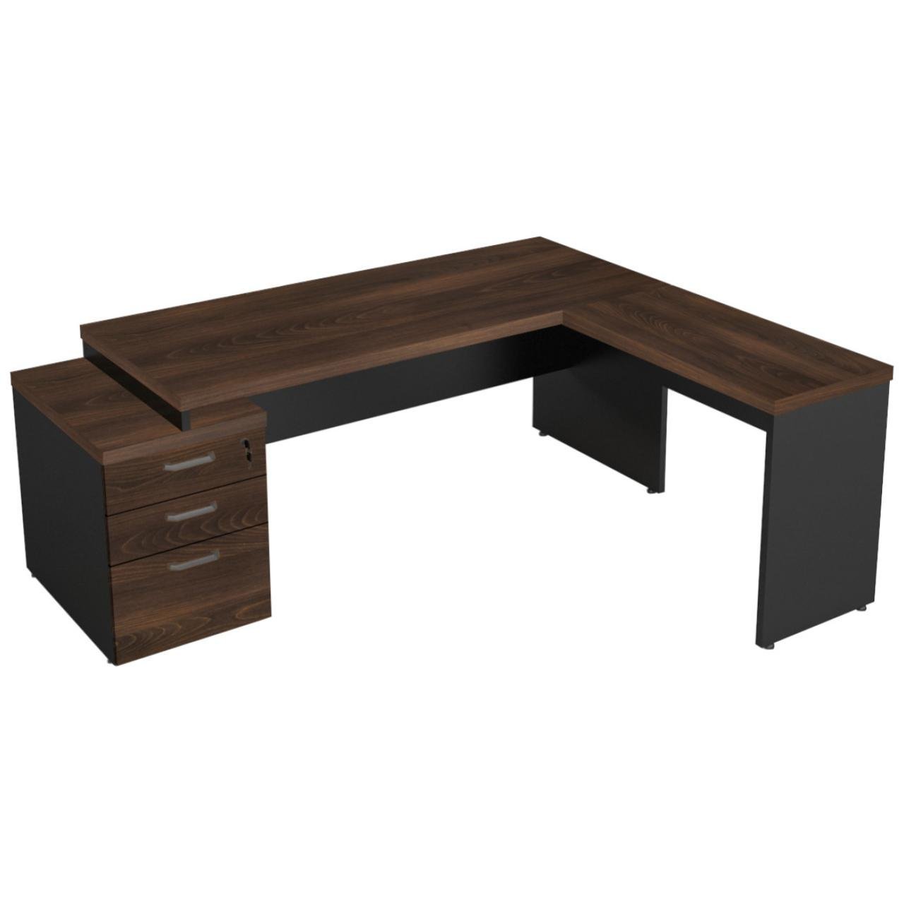 Mesa PEDESTAL com MESA AUXILIAR 1,92x1,60m - Marsala/Preto - 23484 - Imagem 2