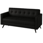 Sofá para Escritório Roma 03 Lugares - Corino - Cor Preto - 60042