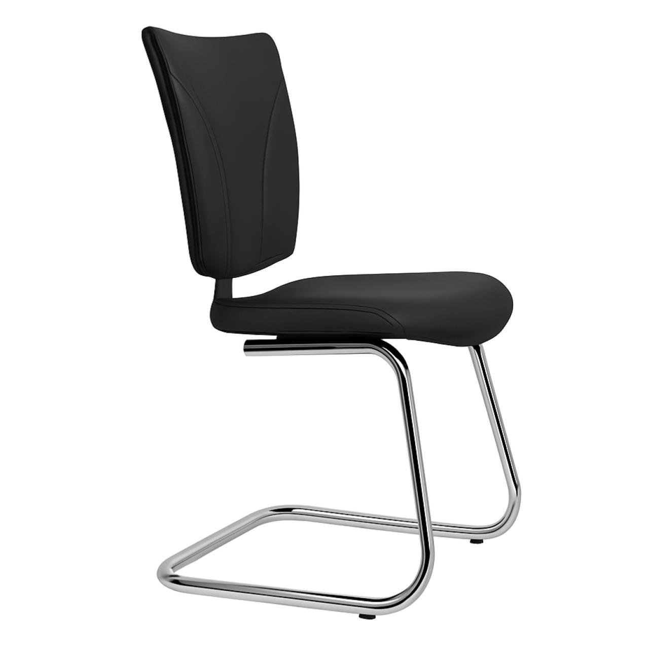 Cadeira Escritório B-ONE Base em "S" Cromada - Corino Preto - 31033