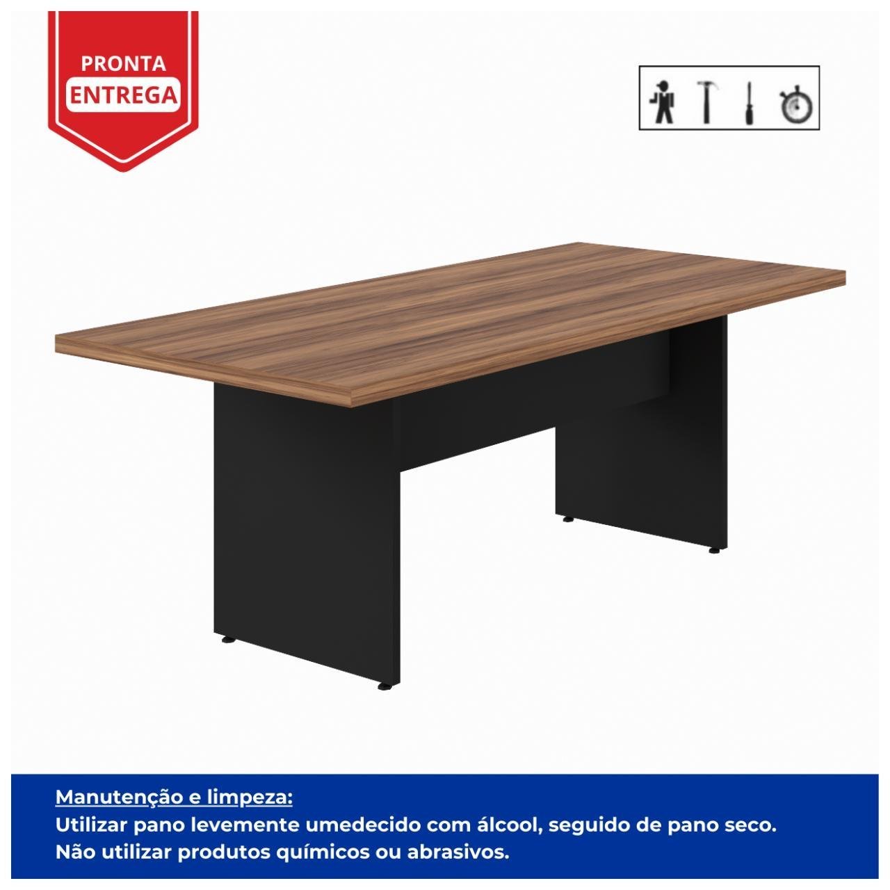 Mesa de Reunião 2,00x0,90m NOGAL SEVILHA/PRETO - 21408 - Imagem 2