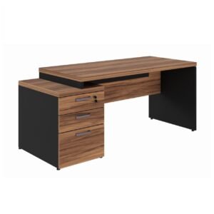 Mesa PEDESTAL RETA (03 Gav.) - 1,92X0,70m NOGAL SEVILHA/PRETO - 21405