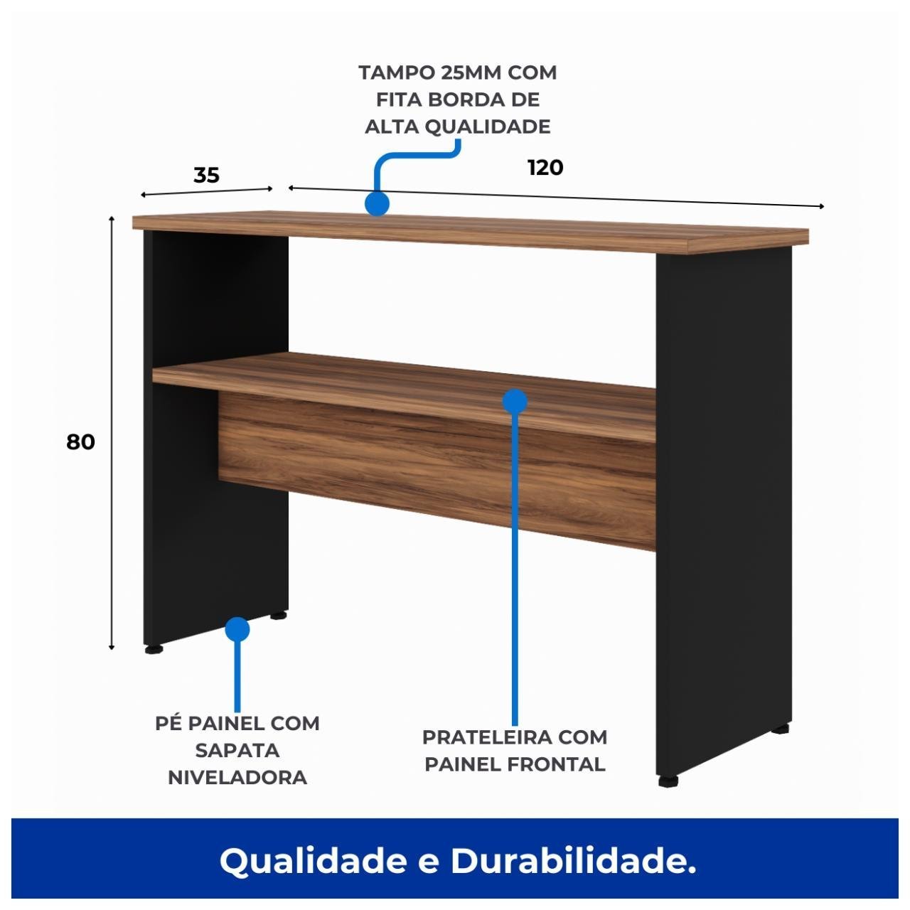 Aparador de Madeira 1,20x0,80x0,35 - NOGALSEVILHA/PRETO - 21436 - Imagem 5