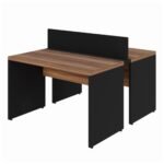 Estação de Trabalho Dupla 1,50x1,35m 02 Lugares s/ Gavetas c/ ponto de tomada Nogal Sevilha - 63087