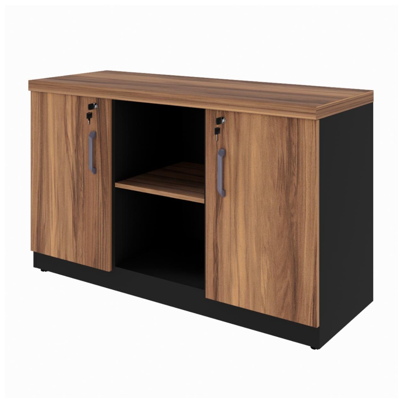 Armário Baixo Credenza - 1,20x0,74X0,45m NOGAL SEVILHA/PRETO - 21412 - Imagem 5