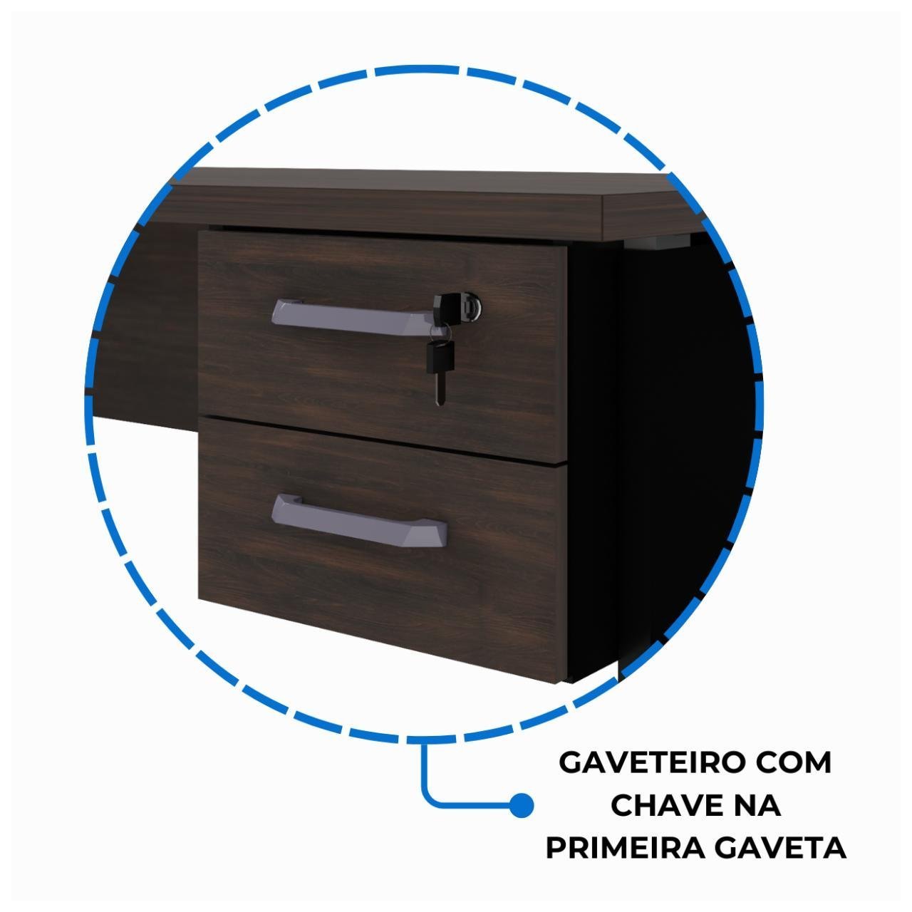 Mesa Escritório PÉ PAINEL – 1,35×0,60m – C/ Gavetas – MARSALA/PRETO – 25421 - Imagem 6