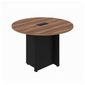 Mesa de Reunião Redonda c/ Caixa de Tomadas -1,10x1,10x0,74m - NOGAL SEVILHA / PRETO - 21418