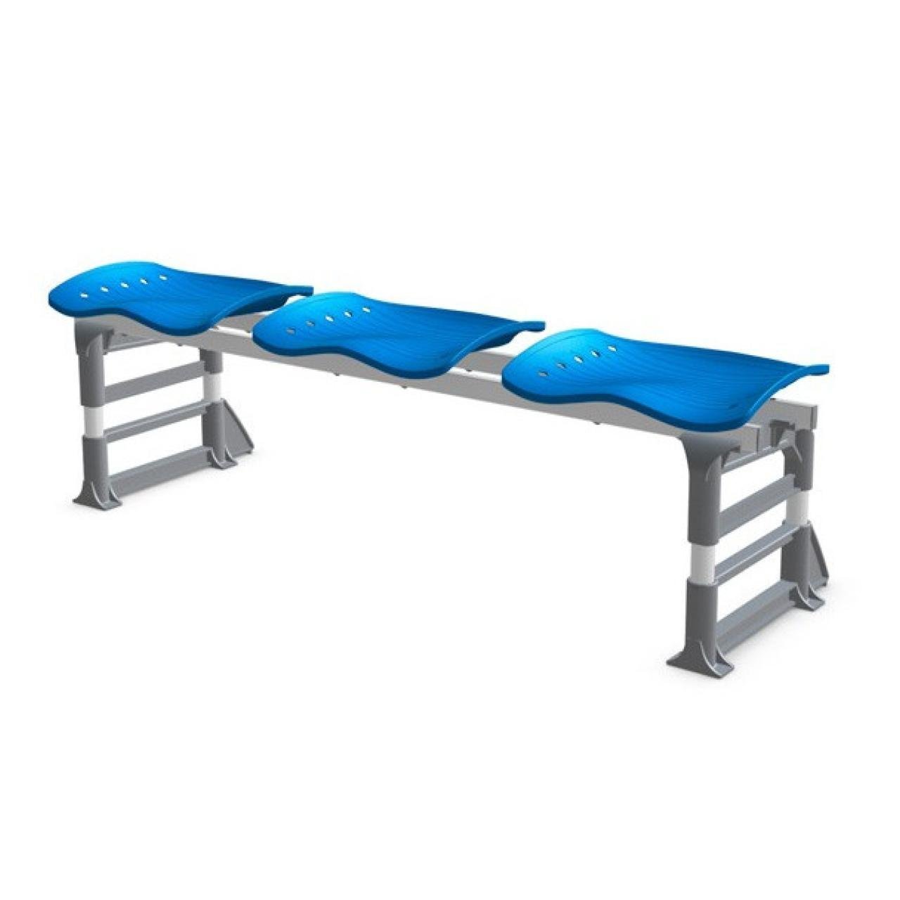 Banco para Vestiário com 03 Lugares - Cor Azul 10113