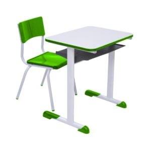 Kit Escolar Individual VERDE – (Mesa e Cadeira) – INFANTIL – MADEIRA - COR VERDE - REALPLAST - 40087