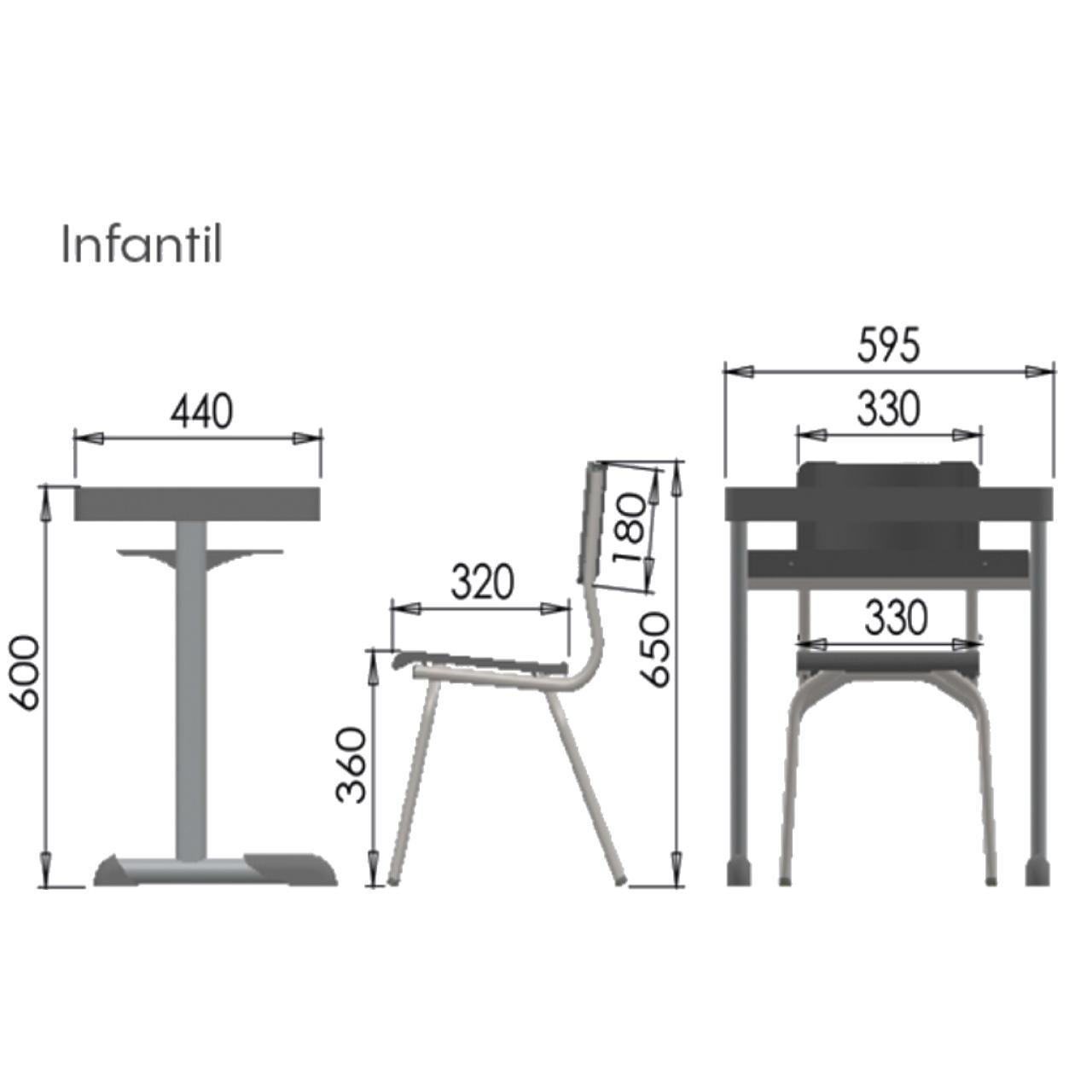 Kit Escolar Individual VERDE – (Mesa e Cadeira) – INFANTIL – MADEIRA - COR VERDE - REALPLAST - 40087 - Imagem 3