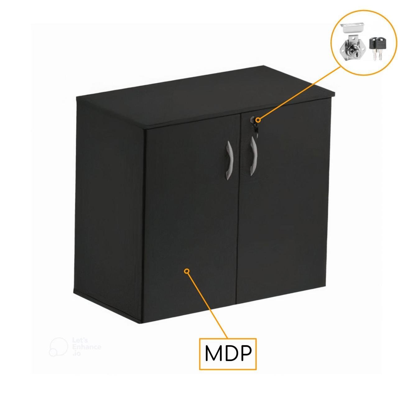Armário Baixo com 02 Portas - 0,80x0,42x0,75m - JOB - Cor PRETO - 41207 - Imagem 3