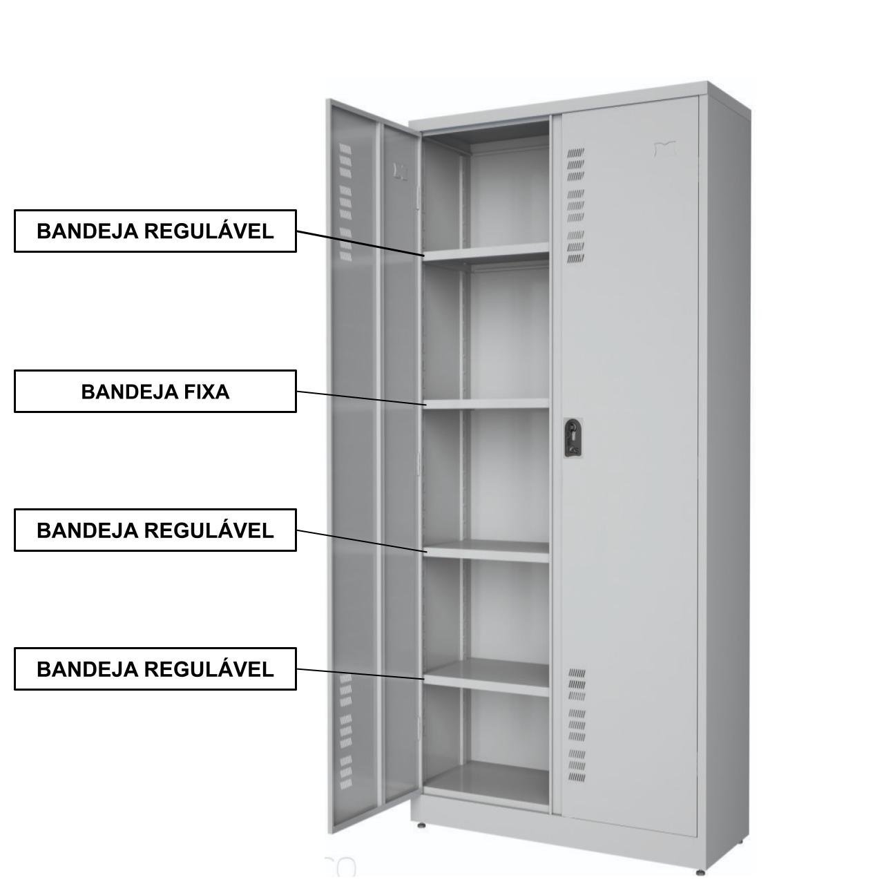 Armário de Aço POP c/ Portas PA 80 - 1,90x0,80x0,40m - MONTADO - CHAPA #26 - W3 - CZ/CZ - 17005 - Imagem 6