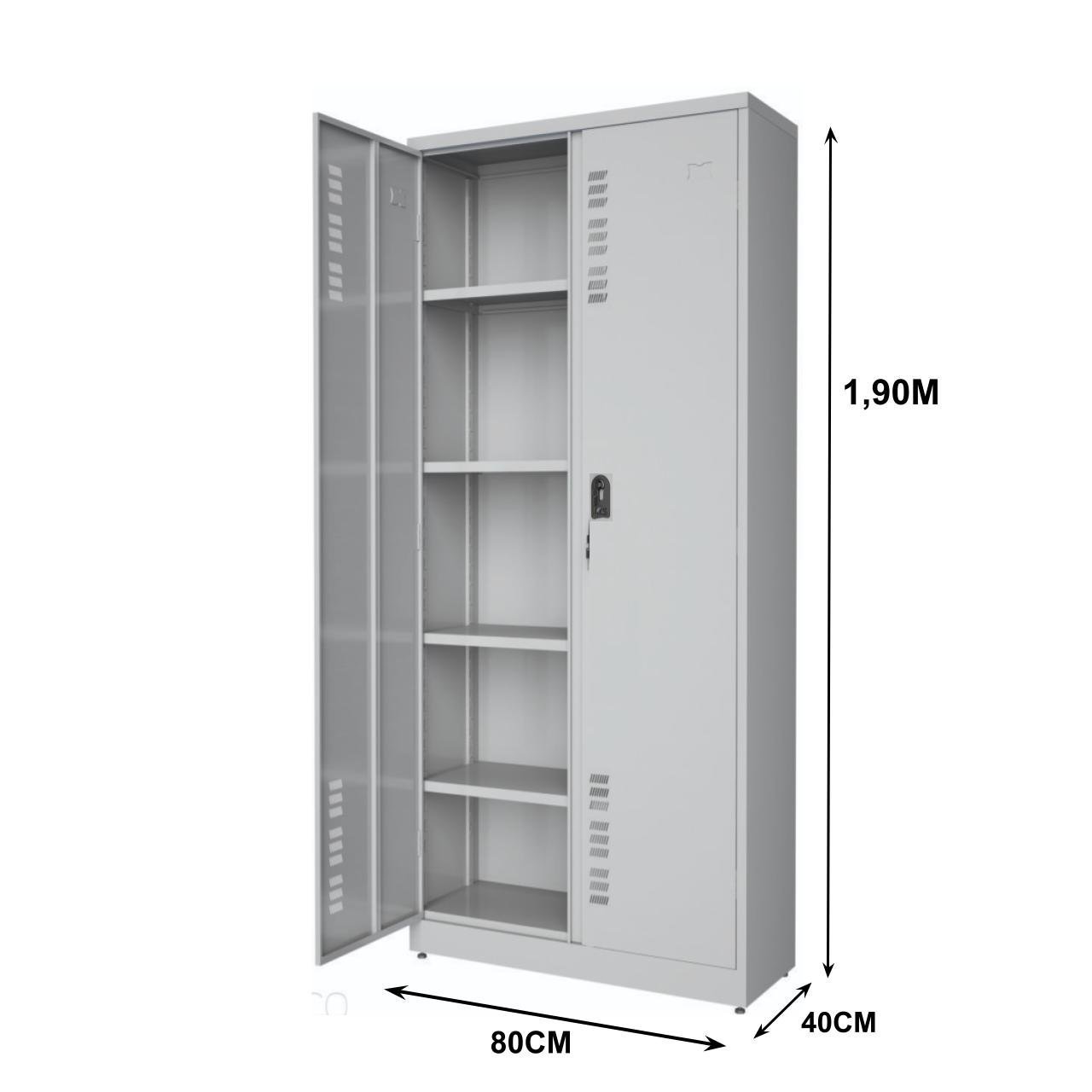 Armário de Aço POP c/ Portas PA 80 - 1,90x0,80x0,40m - MONTADO - CHAPA #26 - W3 - CZ/CZ - 17005 - Imagem 2