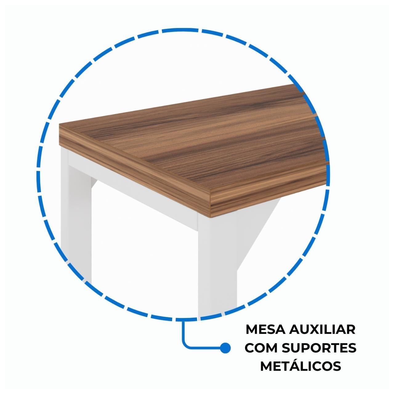 Mesa em L PÉ QUADRO (Mesa 1,50m + Mesa Auxiliar) - C/ Gavetas - WORKSTART - NOGAL SEVILHA/BRANCO - 34330 - Imagem 5