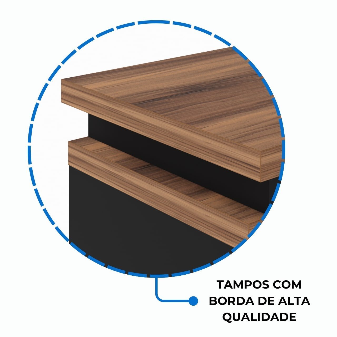 Mesa Escritório em “L” c/ Gaveteiro 1,70×1,60m NOGAL SEVILHA/PRETO – 24481 - Imagem 7