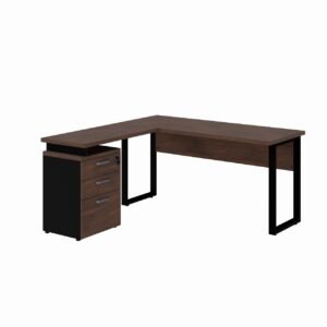 Mesa Escritório em “L” c/ Gaveteiro 1,70m MARSALA/PRETO - 34441