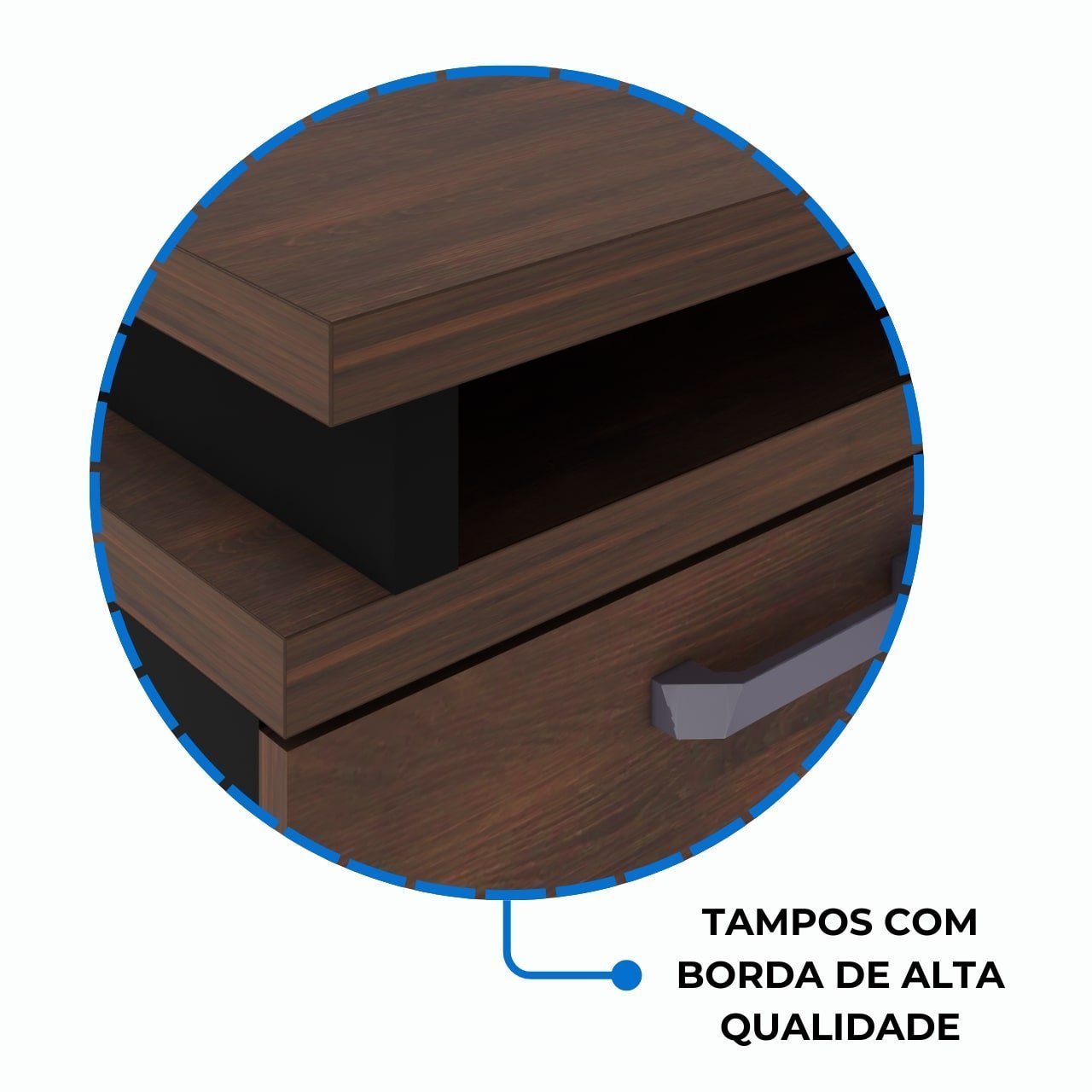 Mesa Escritório em “L” c/ Gaveteiro 1,70m MARSALA/PRETO - 34441 - Imagem 5