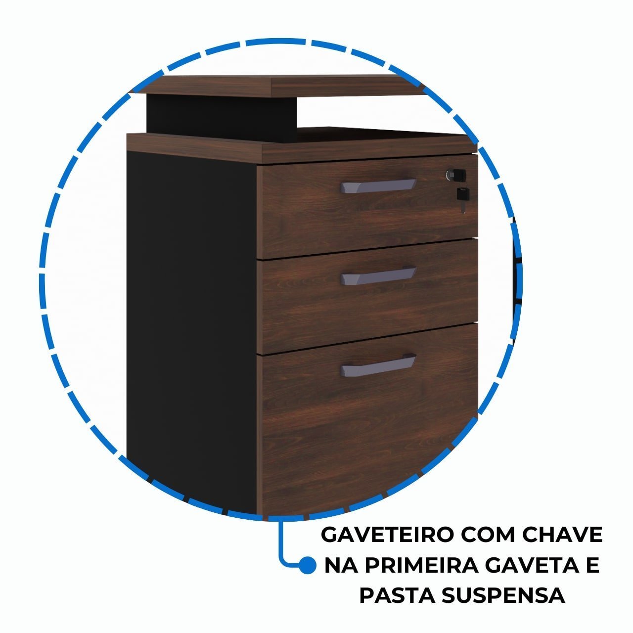 Mesa Escritório em “L” c/ Gaveteiro 1,70m MARSALA/PRETO - 34441 - Imagem 6