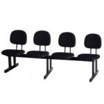 Longarina para Recepção SECRETÁRIA 04 Lugares - Corino PRETO - Pollo Móveis - 34120