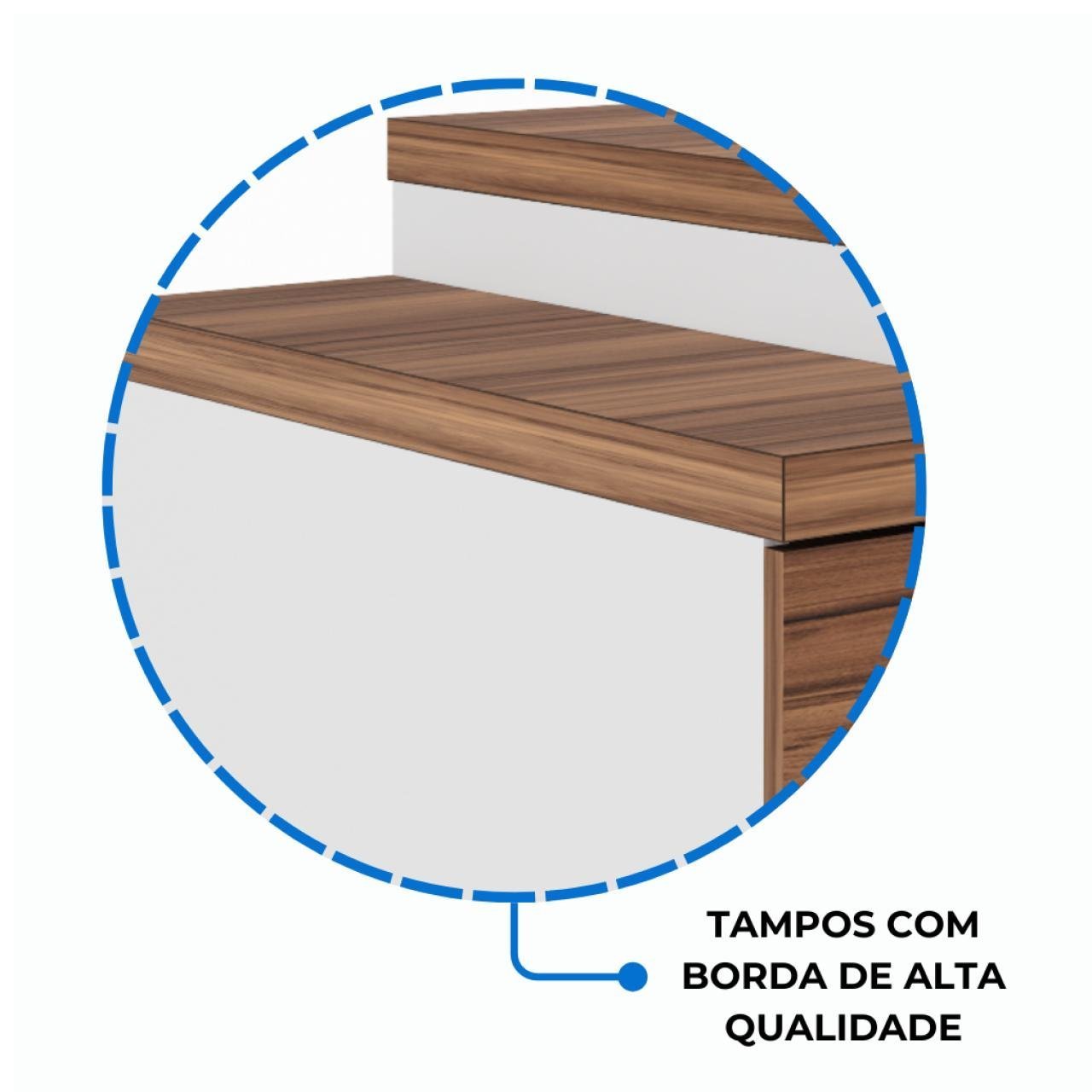 Mesa PEDESTAL RETA (03 Gav.) - 1,92X0,70m - WORKSTART - NOGAL SEVILHA/BRANCO- 34405 - Imagem 6