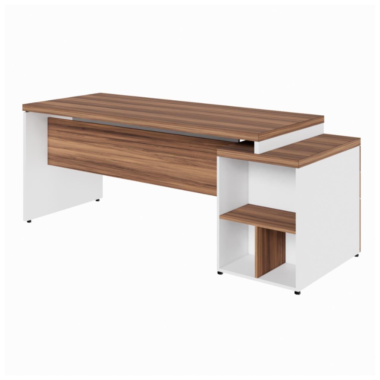 Mesa PEDESTAL RETA (03 Gav.) - 1,92X0,70m - WORKSTART - NOGAL SEVILHA/BRANCO- 34405 - Imagem 2