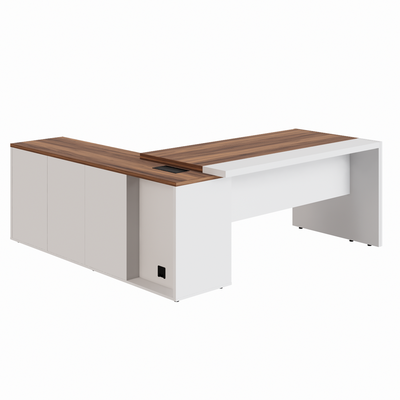 Mesa Escritório PRESIDENTE c/ Armário Pedestal - 1,82x1,80m - NOGAL SEVILHA/BRANCO - 34602 - Imagem 5