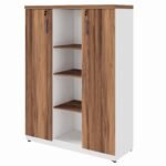 Armário Alto Credenza com Nicho - 1,61x1,20x0,45m - NOGAL SEVILHA/BRANCO- 34415