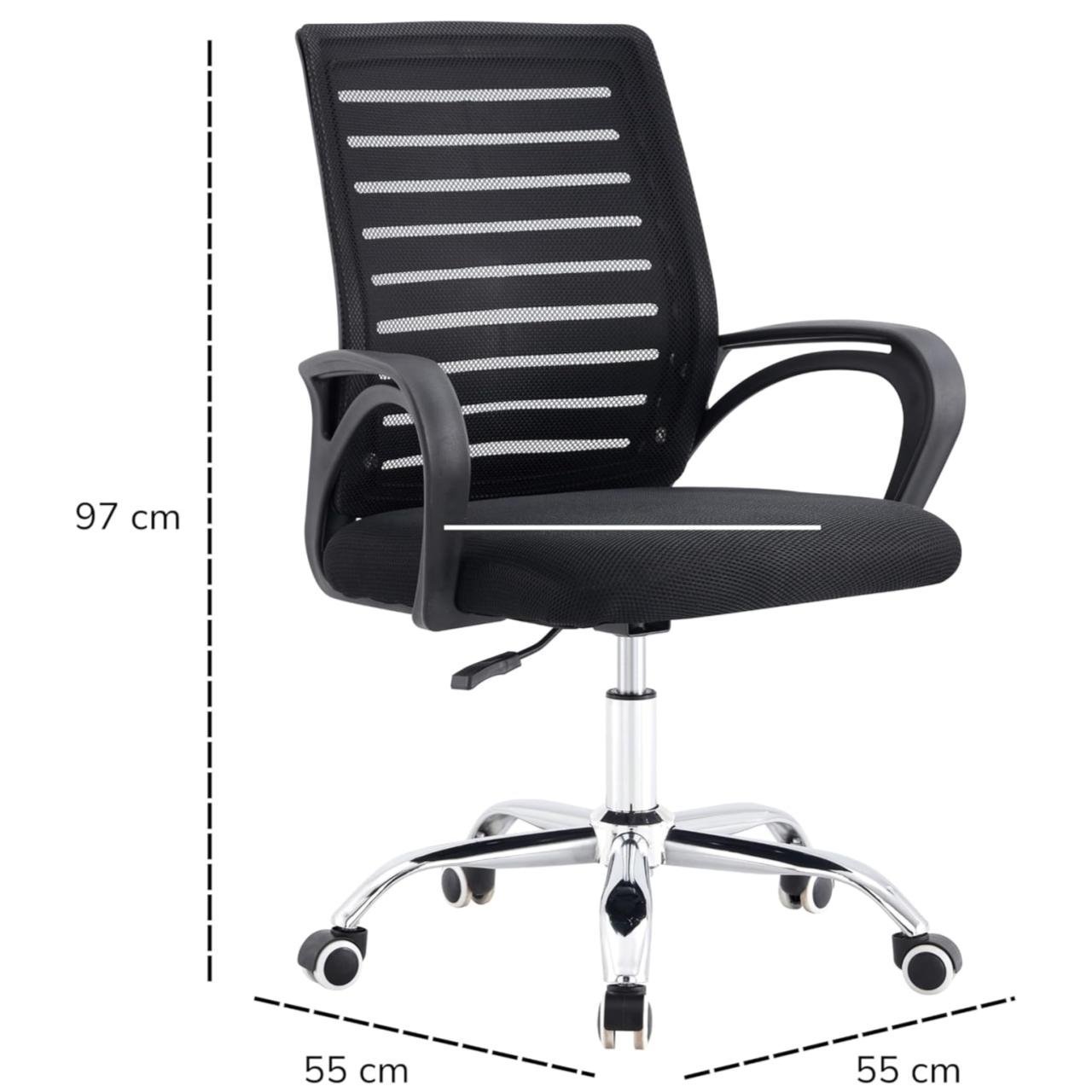 Cadeira para Escritório Tela OZY com Braço - Cor Preta - 30055 - Imagem 5