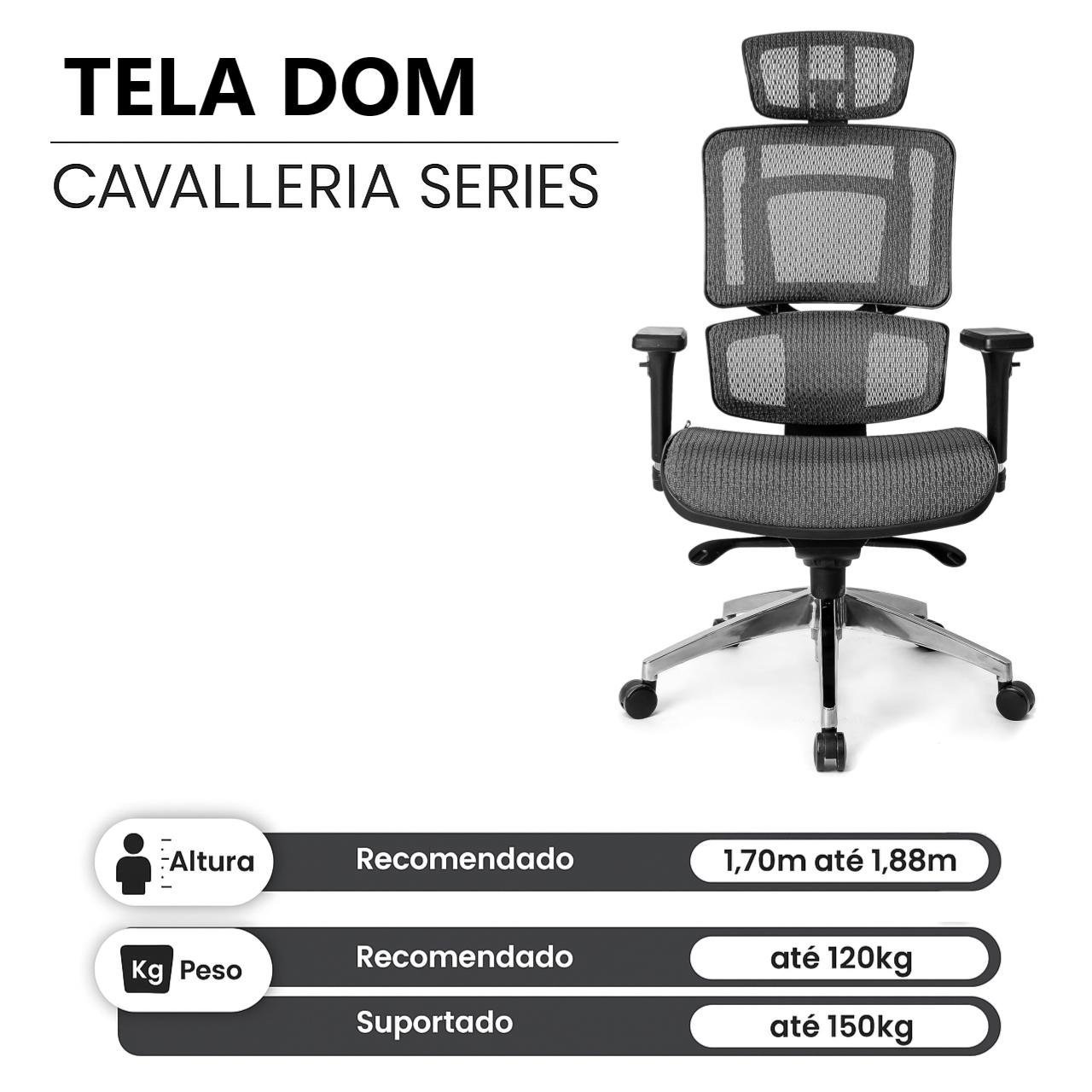 Cadeira de Escritório Presidente TELA DOM - Cor Preta - 32869 - Imagem 6