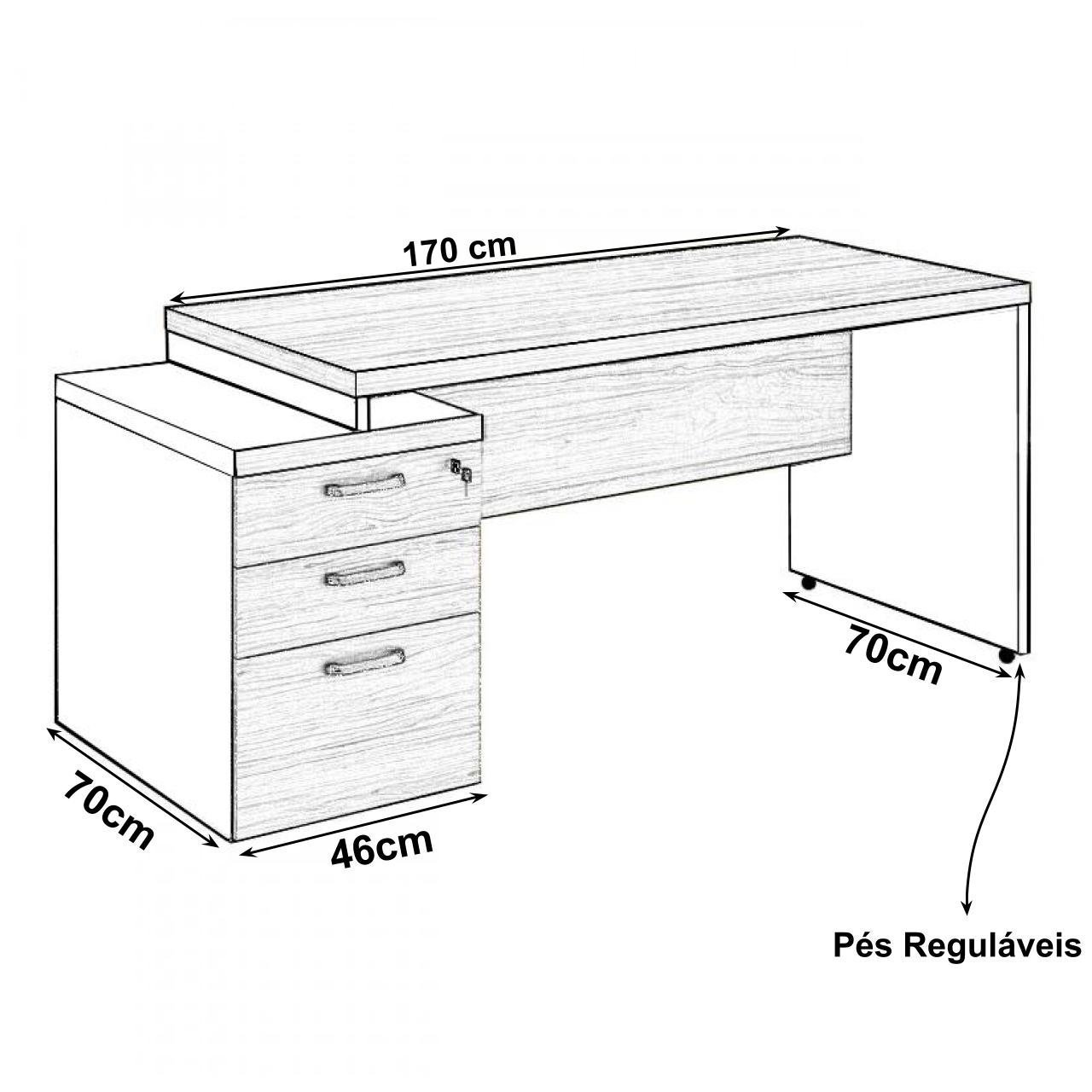 Mesa PEDESTAL RETA (03 Gav.) - 1,92X0,70m - WORKSTART - NOGAL SEVILHA/BRANCO- 34405 - Imagem 10