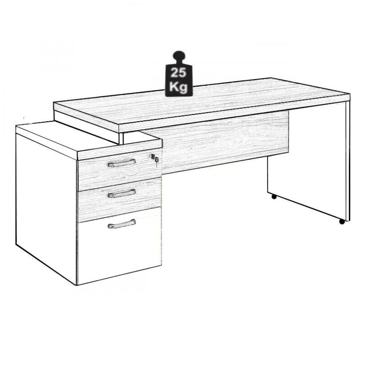 Mesa PEDESTAL RETA (03 Gav.) - 1,92X0,70m - WORKSTART - NOGAL SEVILHA/BRANCO- 34405 - Imagem 12