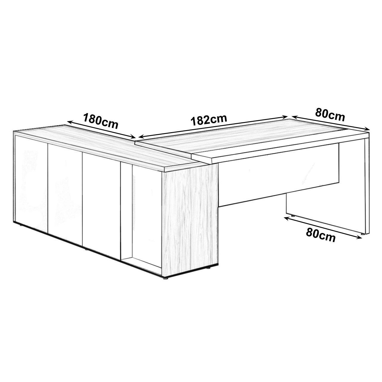 Mesa Escritório PRESIDENTE c/ Armário Pedestal - 1,82x1,80m - NOGAL SEVILHA/BRANCO - 34602 - Imagem 10