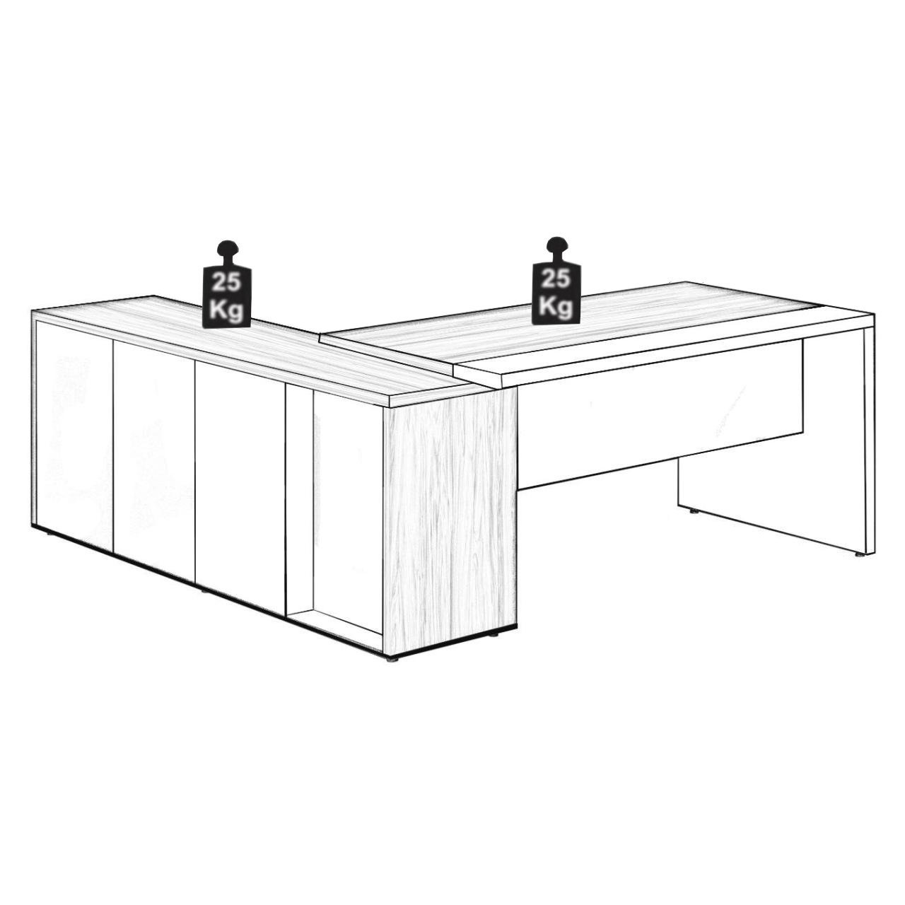 Mesa Escritório PRESIDENTE c/ Armário Pedestal - 1,82x1,80m - NOGAL SEVILHA/BRANCO - 34602 - Imagem 12