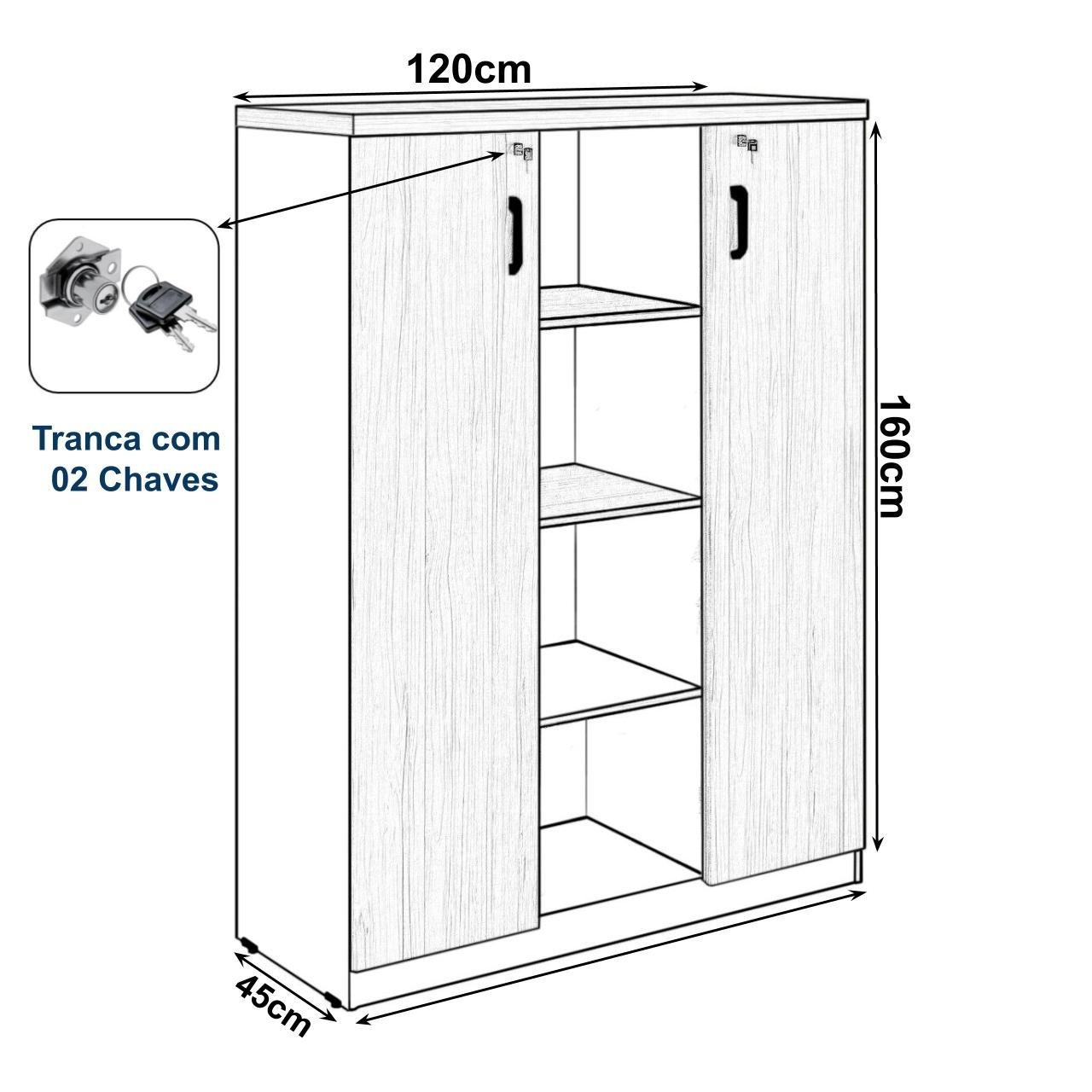 Armário Alto Credenza com Nicho - 1,61x1,20x0,45m - NOGAL SEVILHA/BRANCO- 34415 - Imagem 5