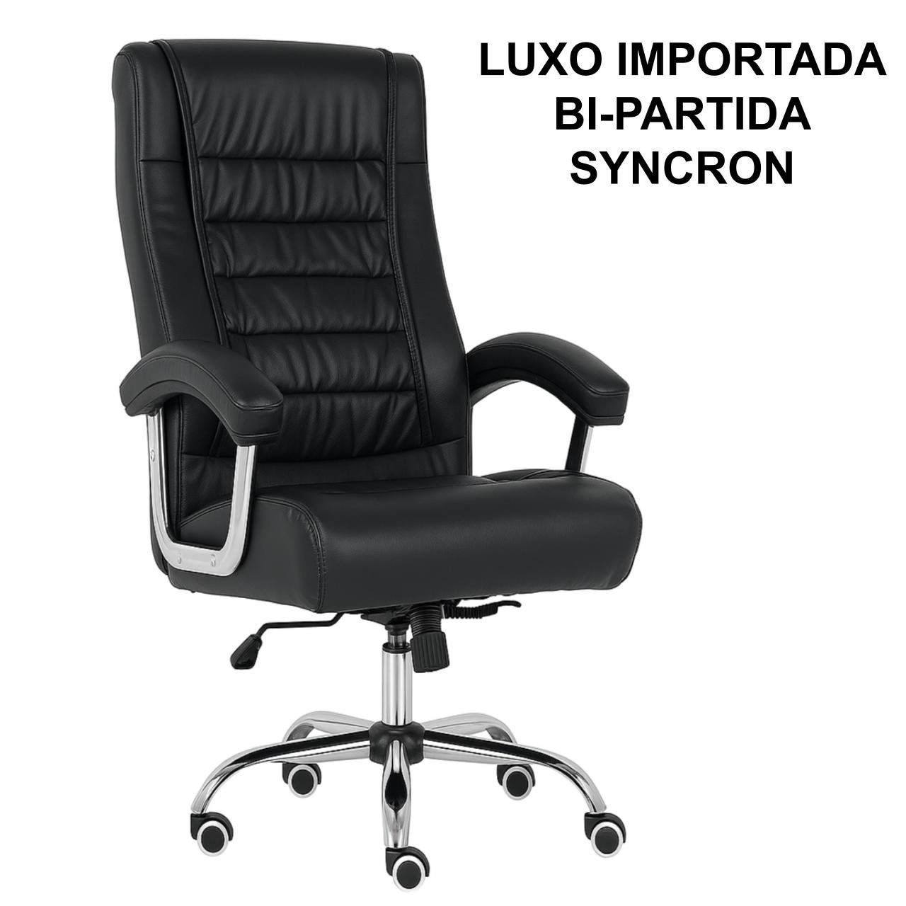 Poltrona LUXO IMPORTADA Concha Dupla Syncron - Couríssimo Preto - 30017